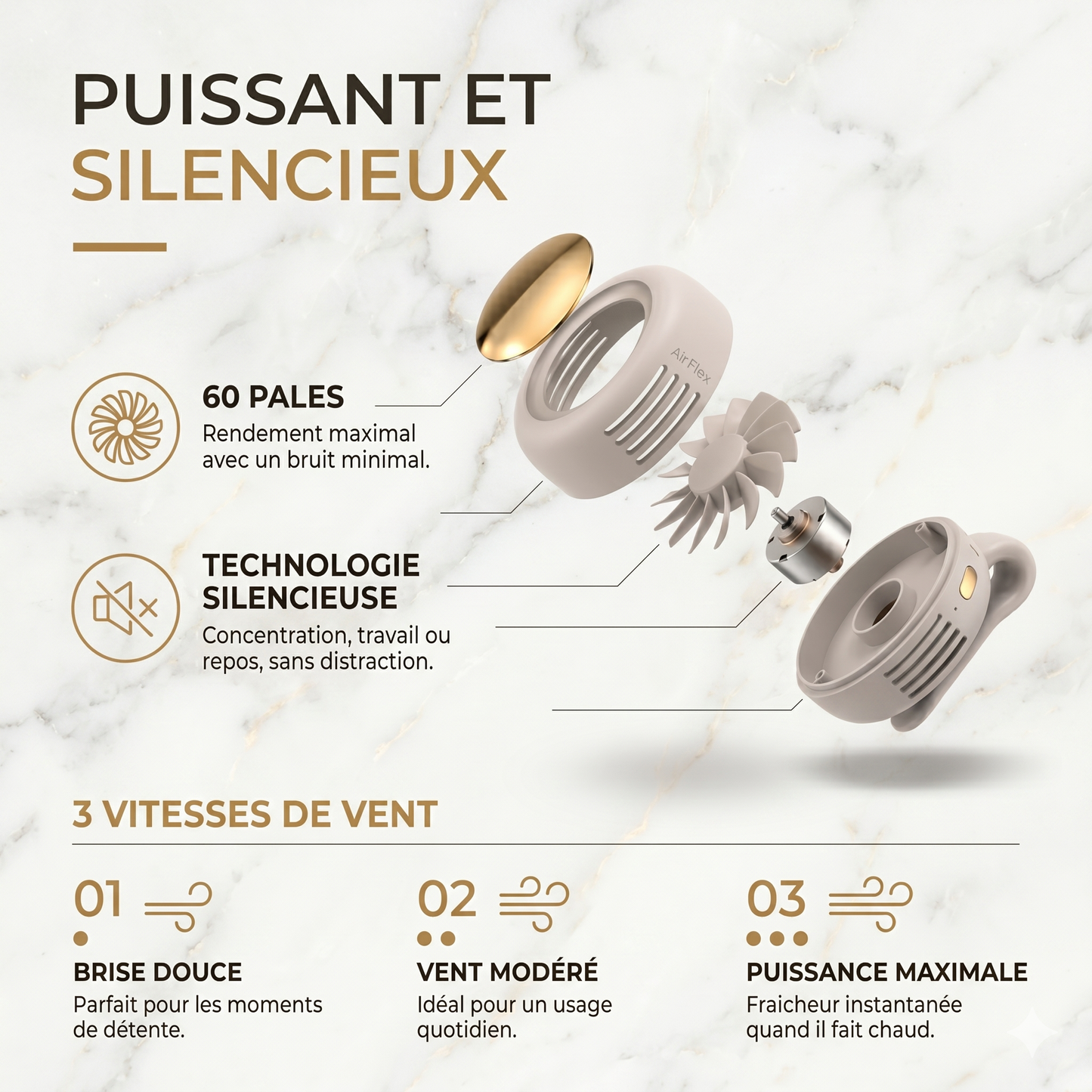 AirFlex™ Mini Ventilateur Clip 360° Portable