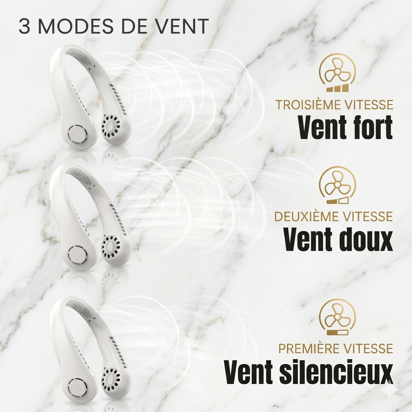 Ventilateur de Cou Sans Pales – Mains Libres, Rechargeable USB‑C